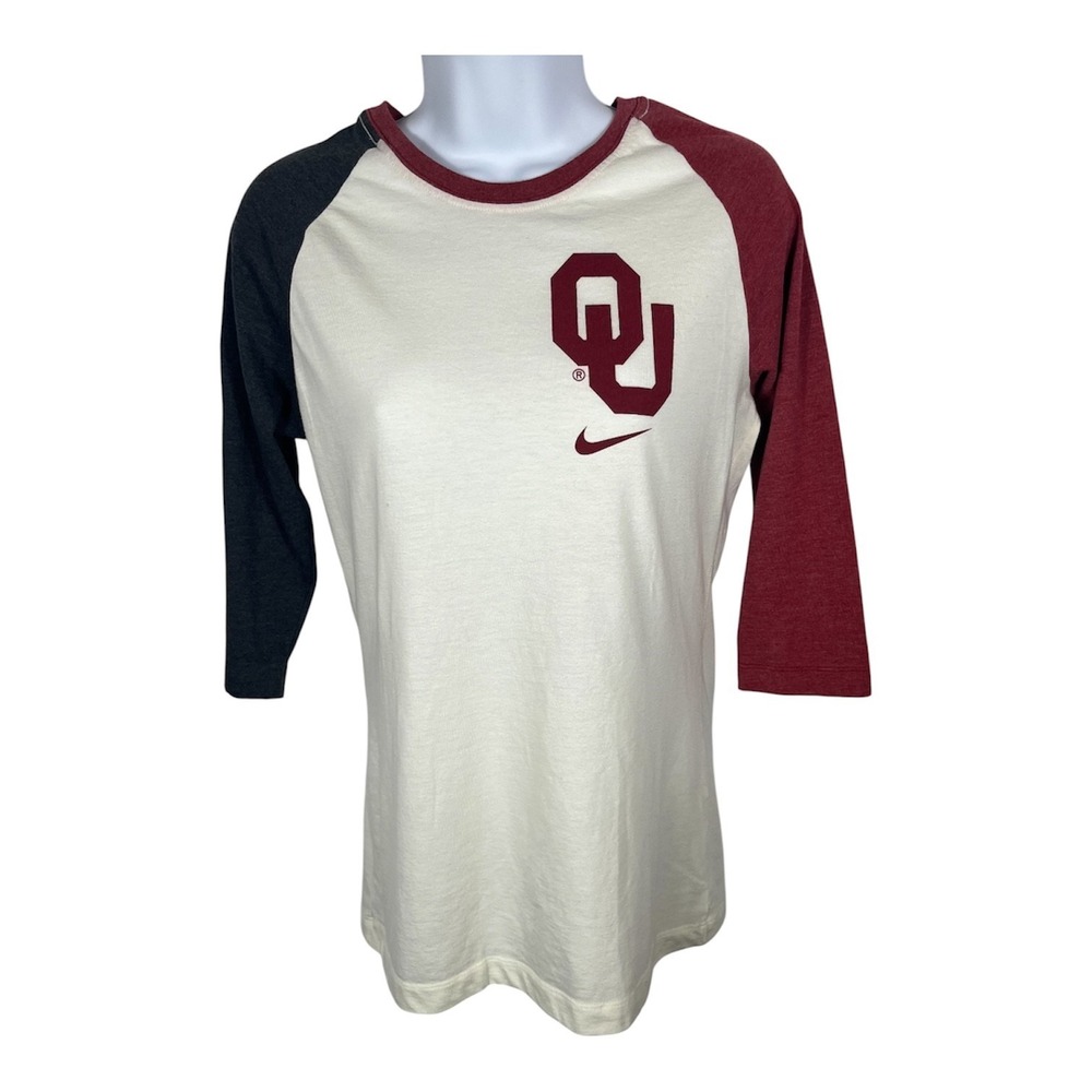 Nike Oklahoma Sooners Raglan Tee - Cream, Maroon & Black